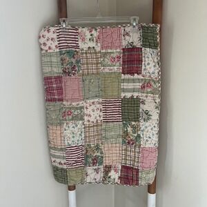 Pottery Barn Sham Set Standard Quilted Floral Patchwork Cottagecore Shabby Chic